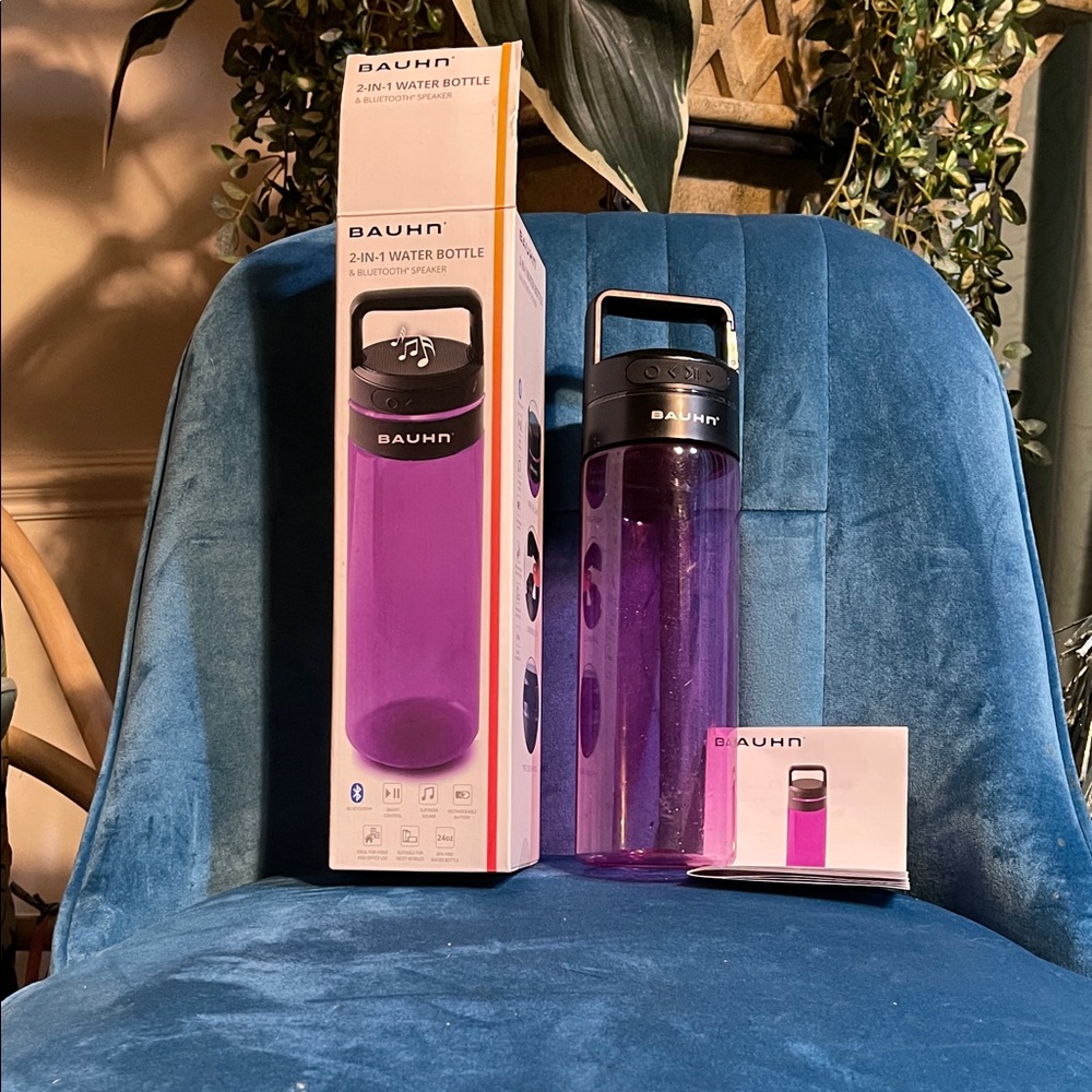 Purple 2-in-1 Water Bottle with Bluetooth Speaker